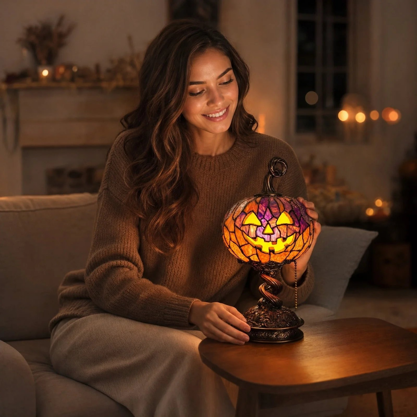 🎃Halloween Stained Glass Style Pumpkin Table Lamp