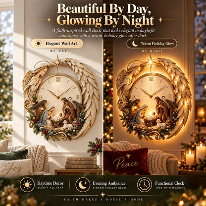 🎄⏰ LAST DAY 49% OFF ✨ Bethlehem Angel Nativity Lighted Clock