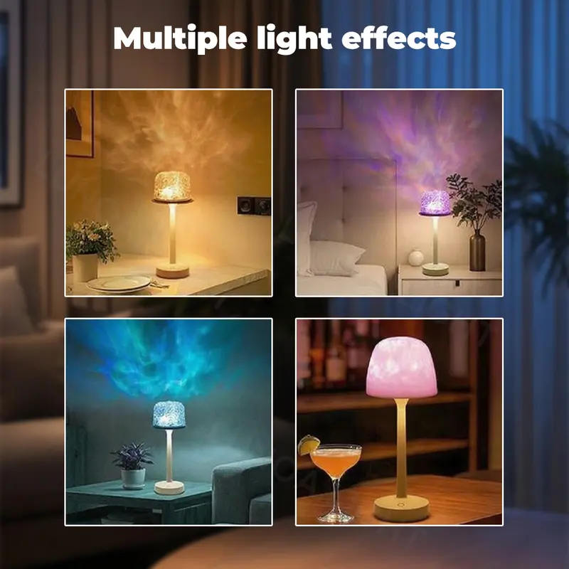 🌊 Aurora Ripple RGB Table Lamp – 16 Colors & Remote Control