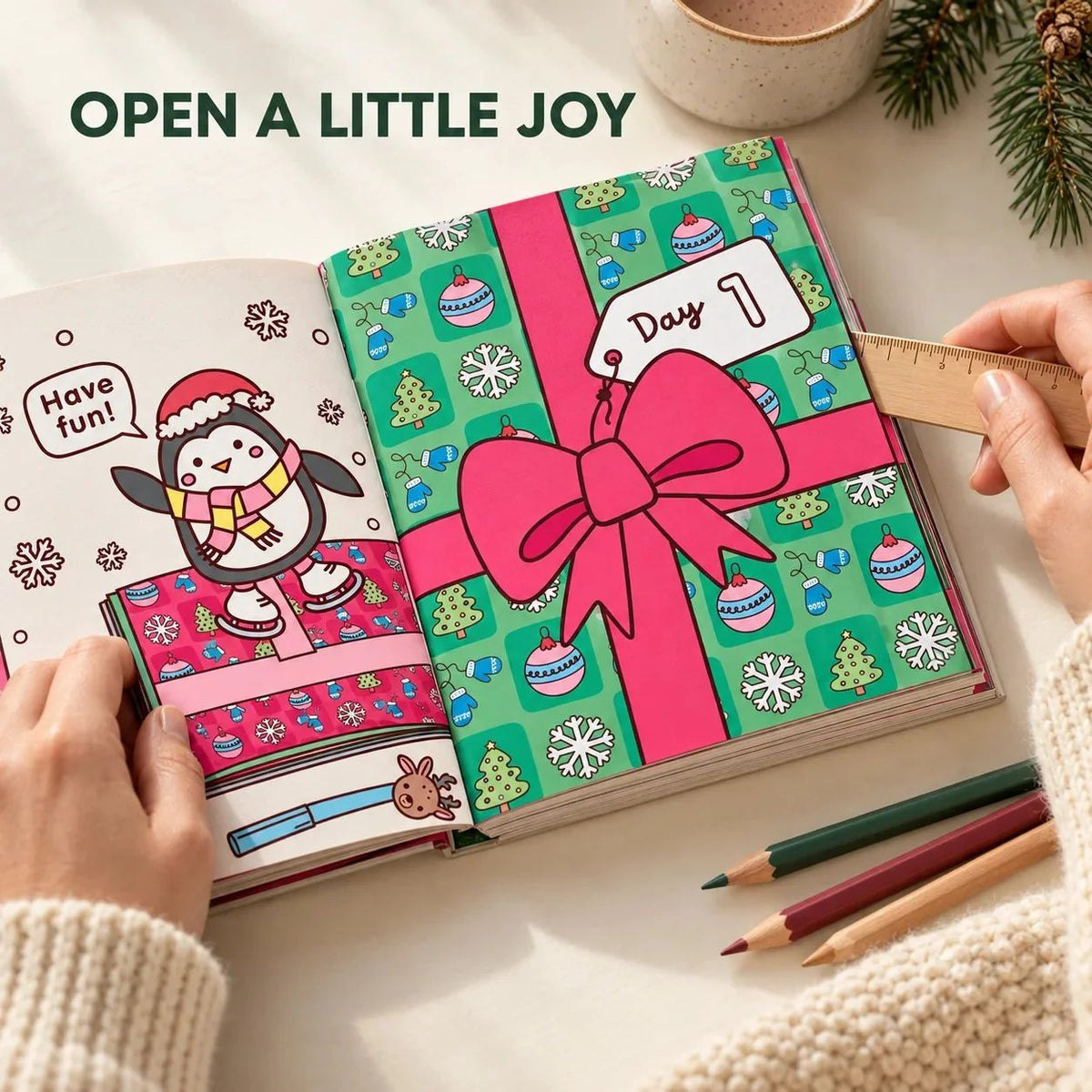🎨24-Day Christmas Advent Coloring Book – Happy Days Cosy Christmas 🎄