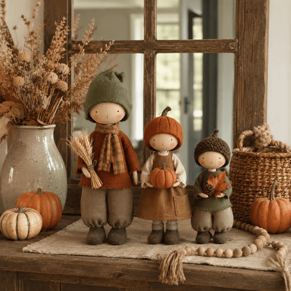 🍁3er-Set rustikale Herbst-Erntepuppen
