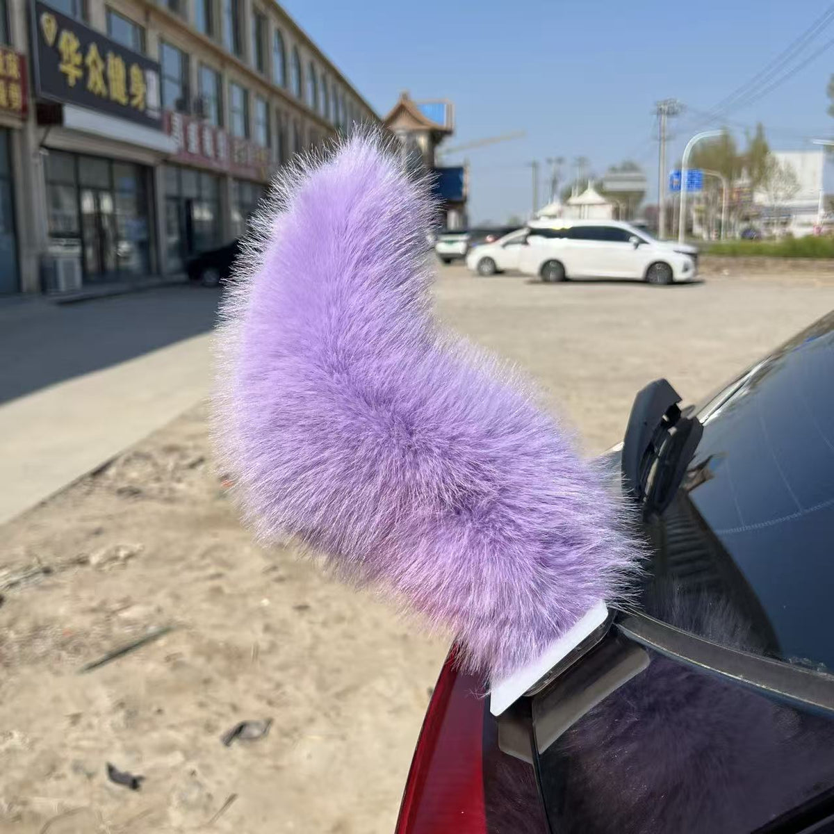 Electric Cat Tail for Car Decoration, Remote-Controlled Wagging Plush Tail for Car