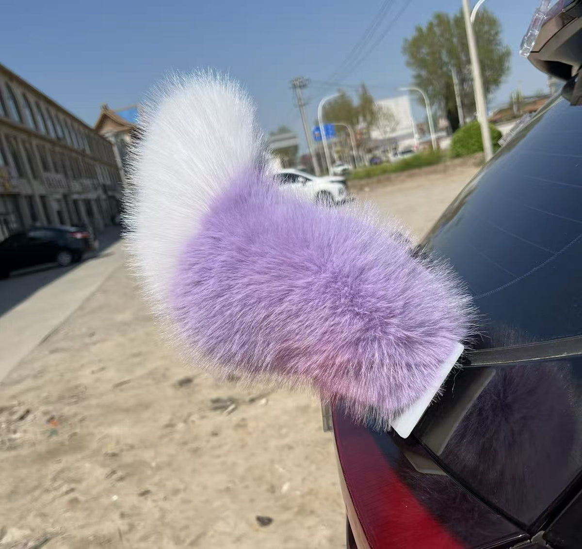 Electric Cat Tail for Car Decoration, Remote-Controlled Wagging Plush Tail for Car