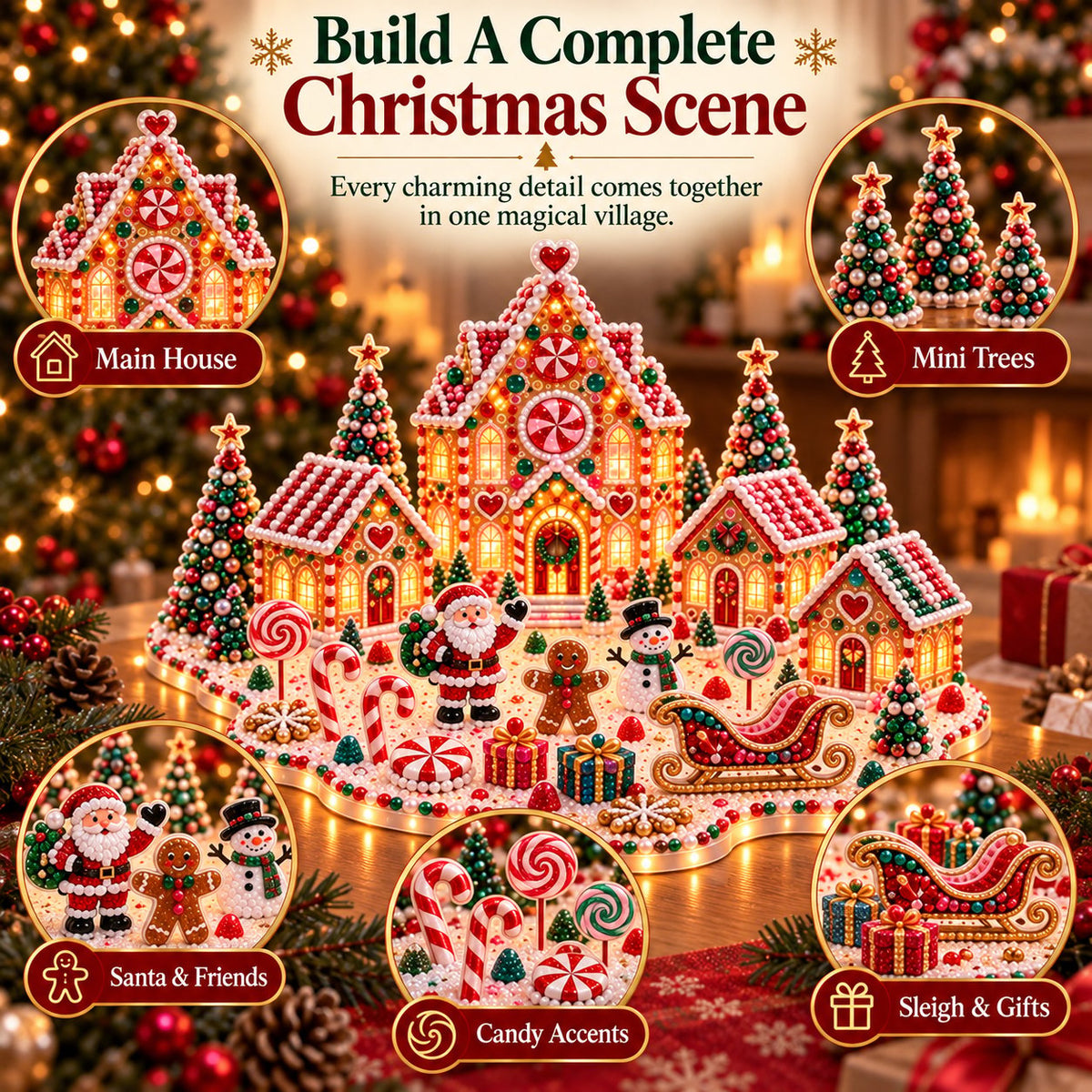 ✨🔥Magical Christmas Village 3D Gem Art DIY Kit