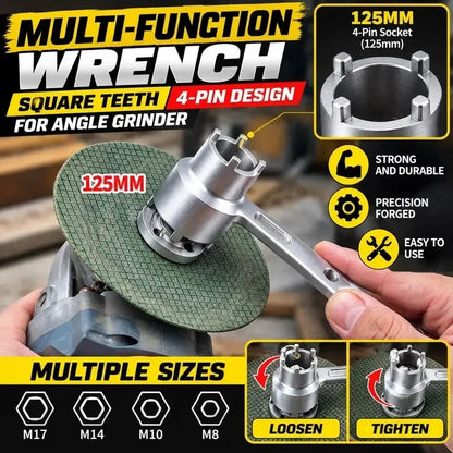 🔥 50% OFF🔥4-Prong Multifunctional Angle Grinder Wrench, Universal Adjustable Spanner for Grinders and Polishers (Single-Ended/Double-Ended)