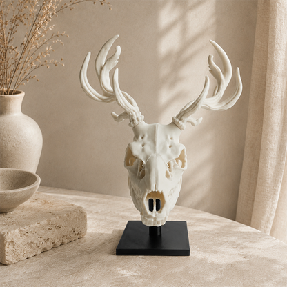🫎Handcrafted Double Deer Skull Specimen Set - Gothic Wendigo & Elk Desktop Sculpture
