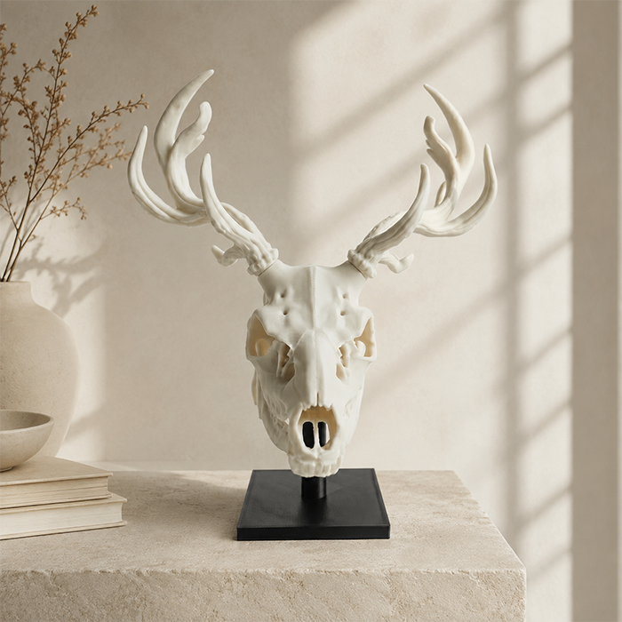 🫎Handcrafted Double Deer Skull Specimen Set - Gothic Wendigo & Elk Desktop Sculpture