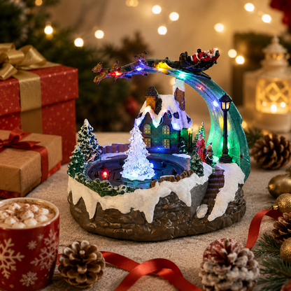 🌲Musical Christmas Village Water Fountain – Rotating LED Lighted Snow Scene Music Box