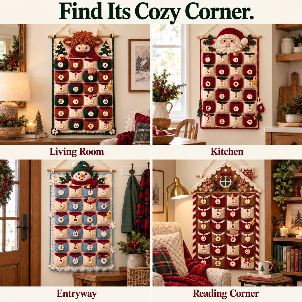 🎄 Christmas Crochet Advent Calendar DIY Kit – 24 Little Surprises, One Cozy Family Tradition