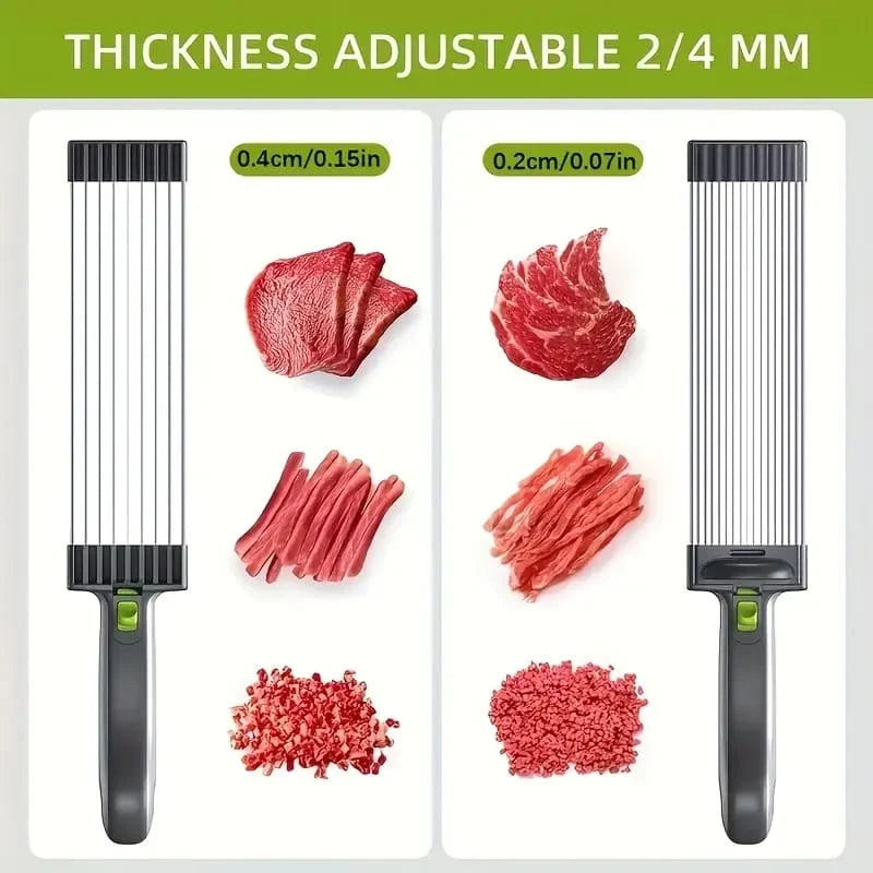 Manual Meat Slicer and Knife Sharpener Set for Home Cooking and BBQ