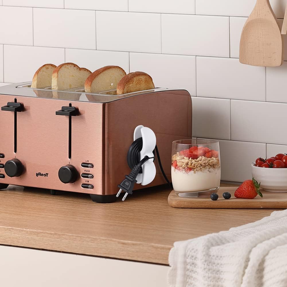 Cord Organizer for Appliances, Cord Holder Cord Wrap Cable Organizer Stick On Flat or Round Surface for Small Kitchen Appliances, Blenders, Coffee Maker, Pressure Cookers and Air Fryer