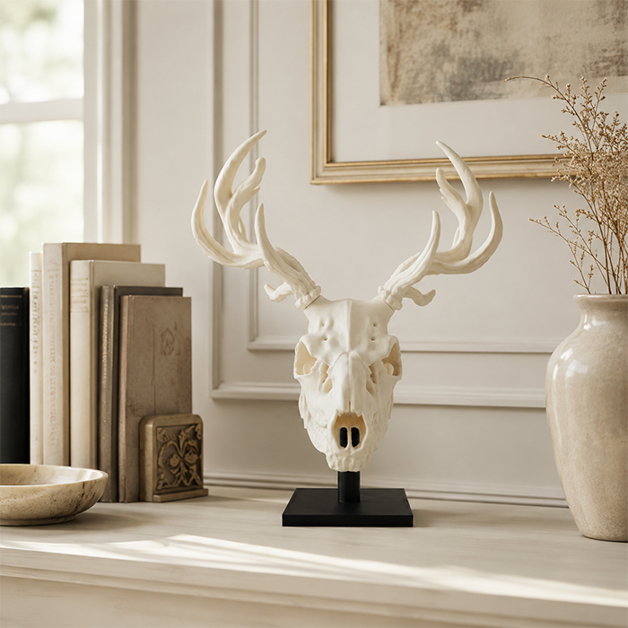 🫎Handcrafted Double Deer Skull Specimen Set - Gothic Wendigo & Elk Desktop Sculpture