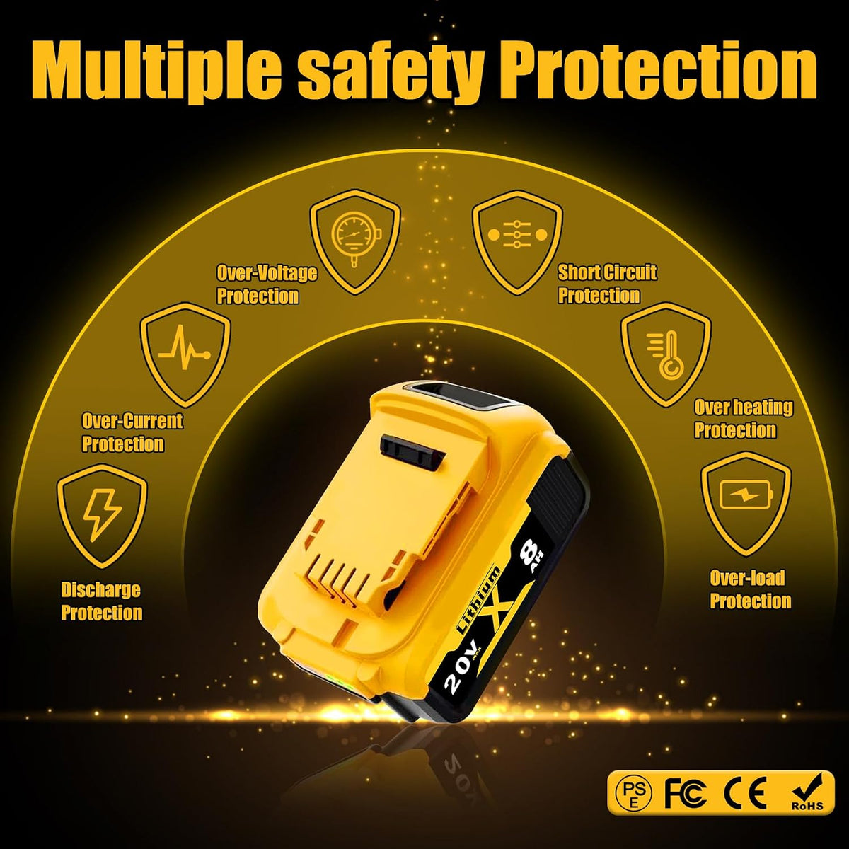 Replacement for Dewalt 20V Max Battery: Compatible with Dewalt Battery DCB208 DCB200 DCB206 DCB205 DCB204 DCB203 DCB180 Cordless Power Tools