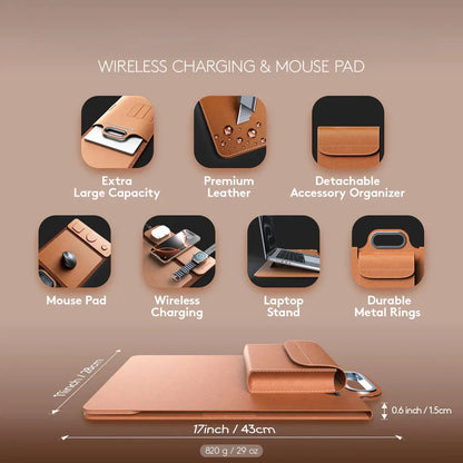 ✨ 3-in-1 Workstation Sleeve for 16" Laptops | 15W Wireless Charging & Ergonomic Stand 💻⚡️💼