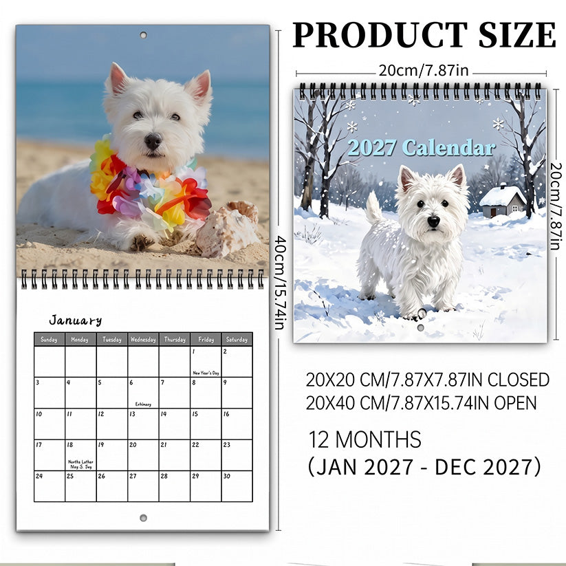 🐶 2027 West Highland White Terrier Calendar – 12 Months of Charming Dog Portraits & Happy Moments