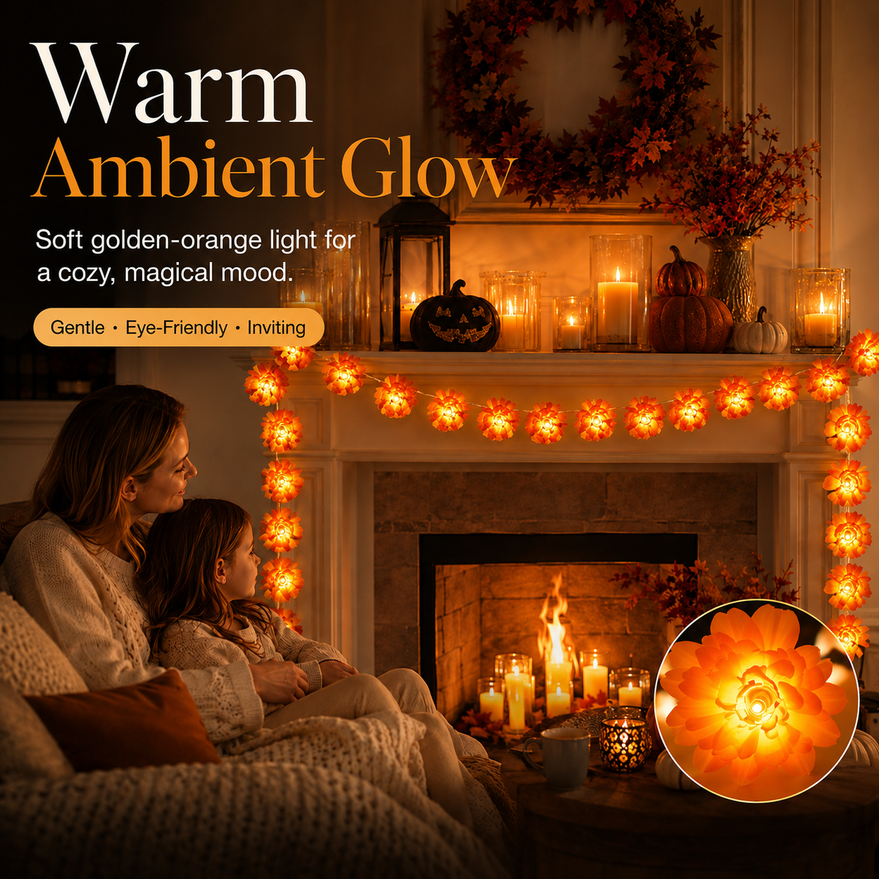 🌼 Chrysanthemum LED Lights for Halloween & Altars