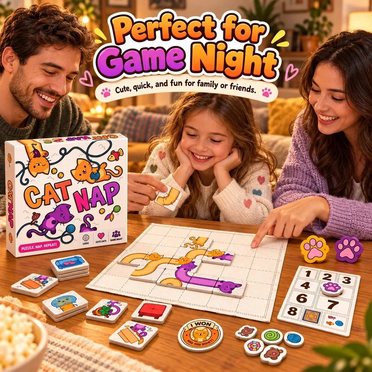 🐱 Cat Nap – Cute Cat Puzzle Board Game for Family Fun & Game Night
