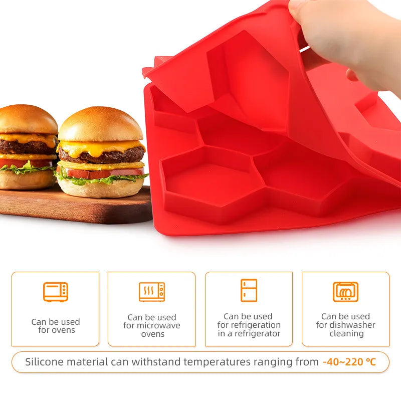 🍔Silicone Burger Patty Mold | Hexagon Slider Meat Press Maker