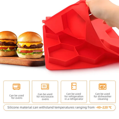 🍔Silicone Burger Patty Mold | Hexagon Slider Meat Press Maker