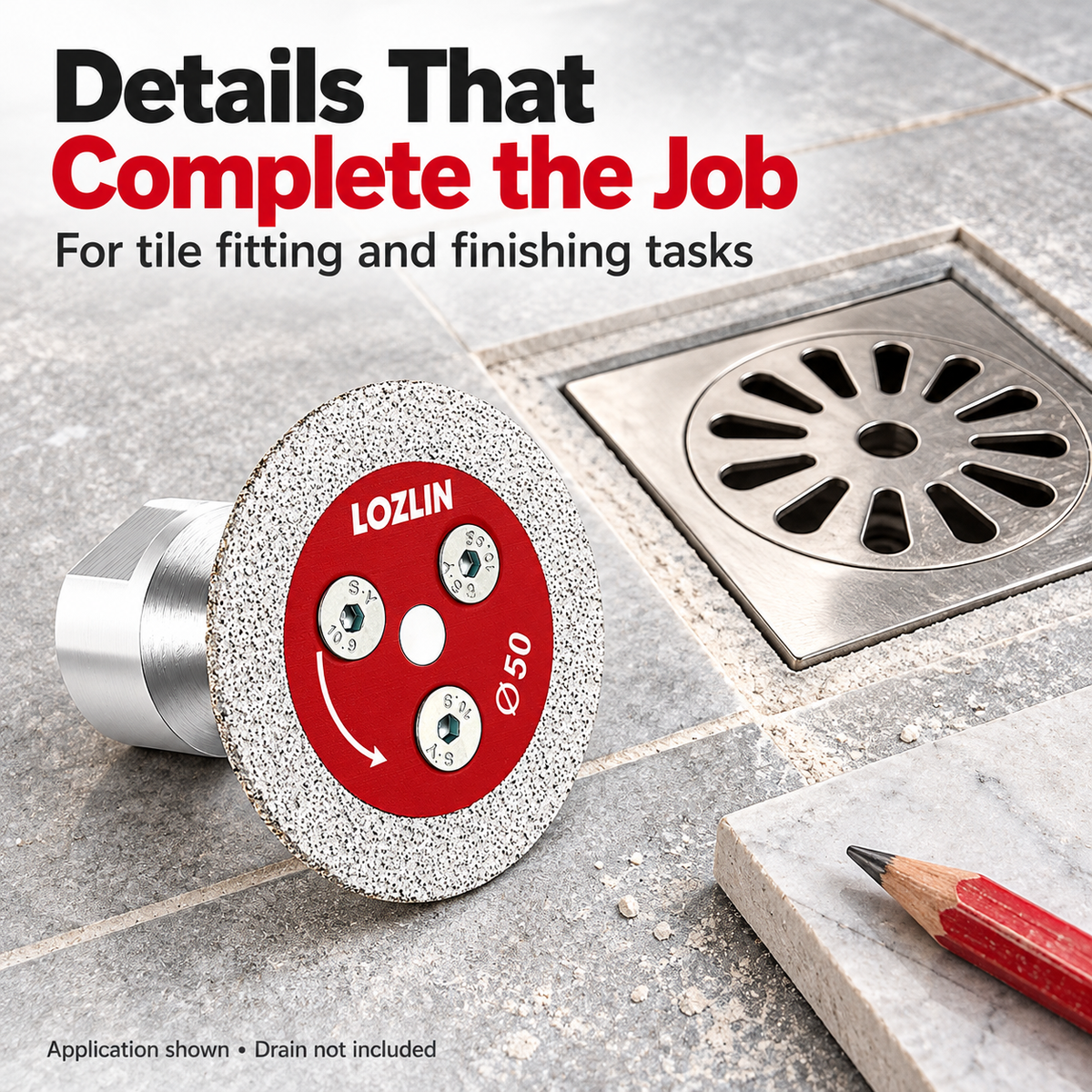 Compact diamond disc used for tile fitting and drain opening finishing