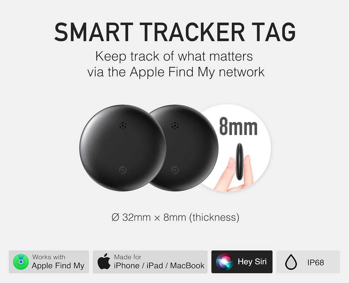 2-Pack AnyTrack Pro Works with Apple Find My (iOS Only) for Worldwide Tracking