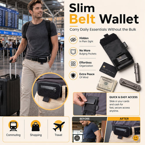 💼✨Slim Belt Wallet — Ultra-Slim Hidden Carry System for Everyday Essentials🛫