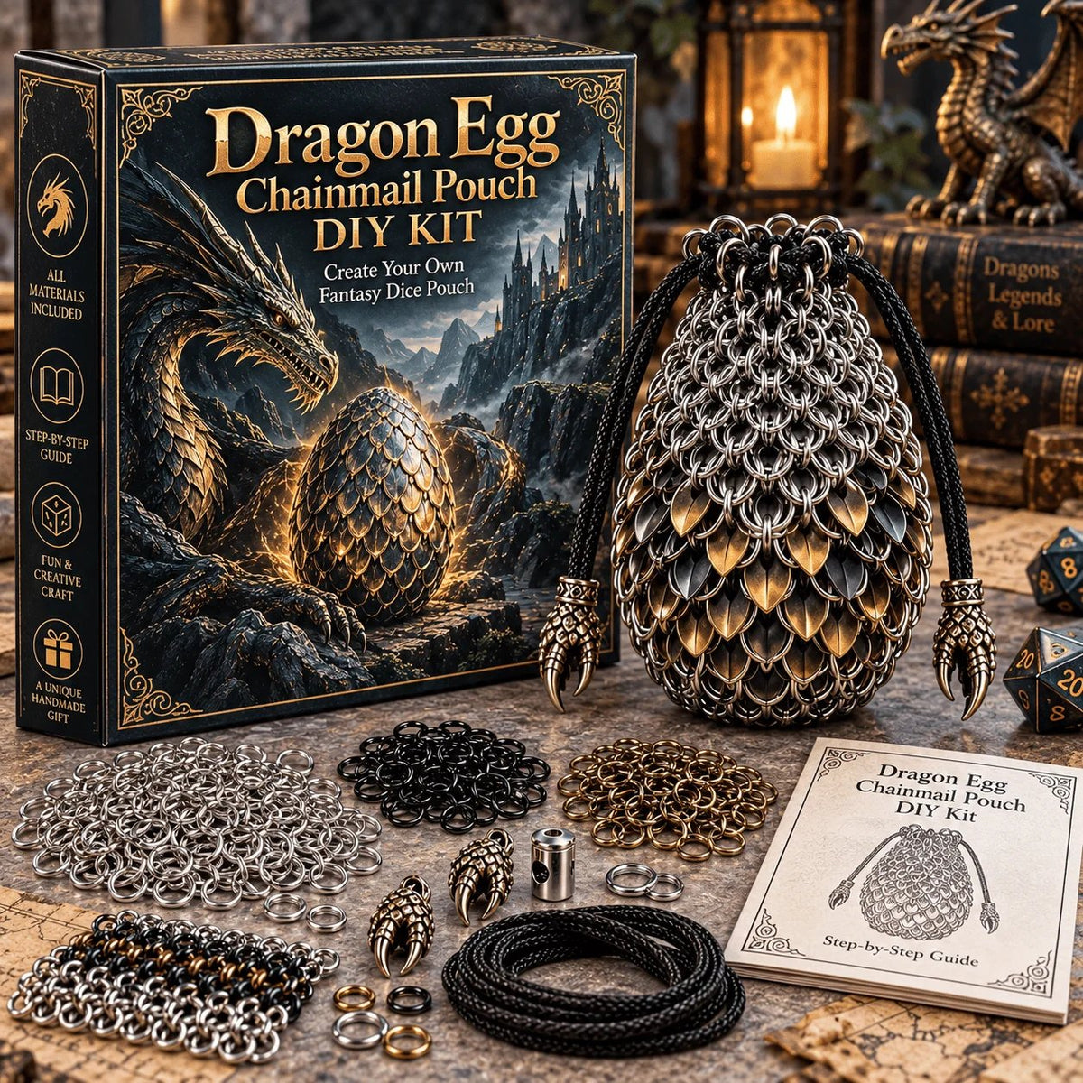 Dragon Egg Chainmail Pouch DIY Kit – 8 Fantasy Styles