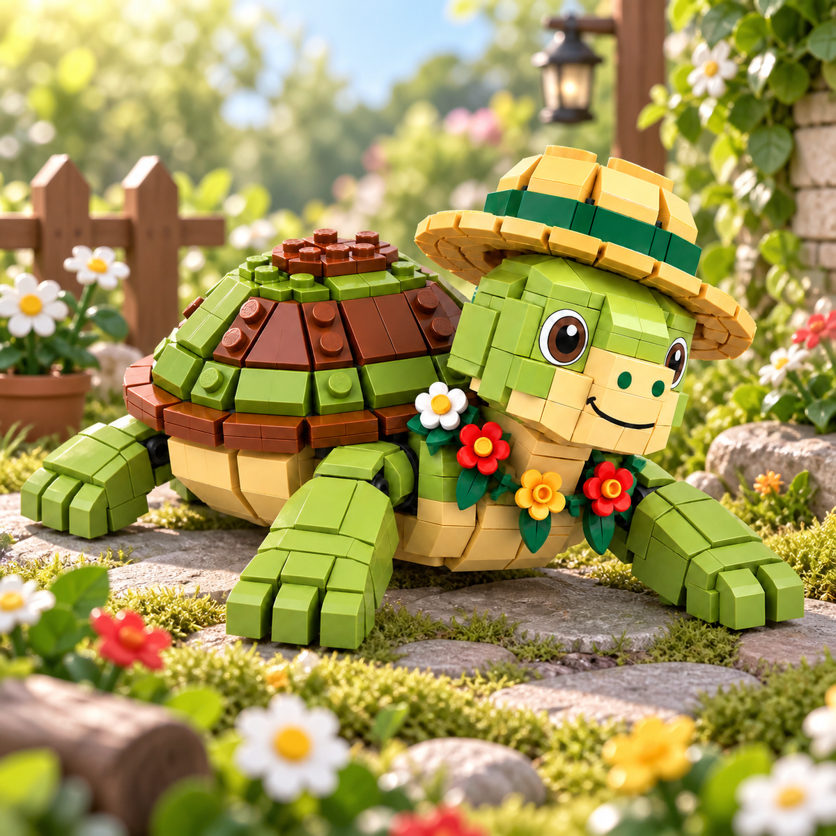 🐢Green Garden Turtle Building Brick Set