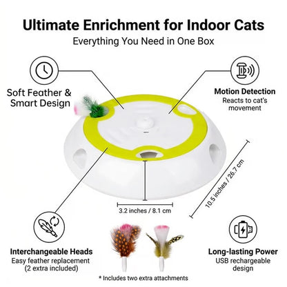 Whack A Mole Cat Mouse Toy for Cats - Interactive Cat Toys with Automatic Feather Mice & No Touch Sensor Required