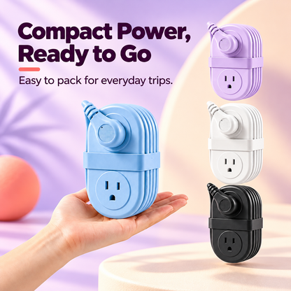 🔌 Retractable Travel Power Strip, Portable Wrapped Extension Cord with 2 AC Outlets, USB & USB-C Ports, Compact Desktop Charger for Trip Office