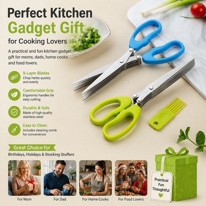 Kitchen-Grade Five-Layer Stainless Steel Multi-Functional Scallion Cutter