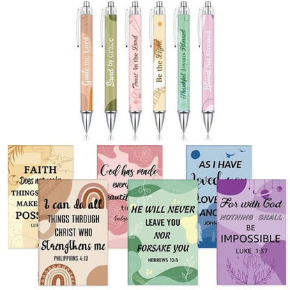 ✝️Christian Gifts Set: Motivational Pens & Bible Verse Notebooks – Inspire Your Faith Journey🌸
