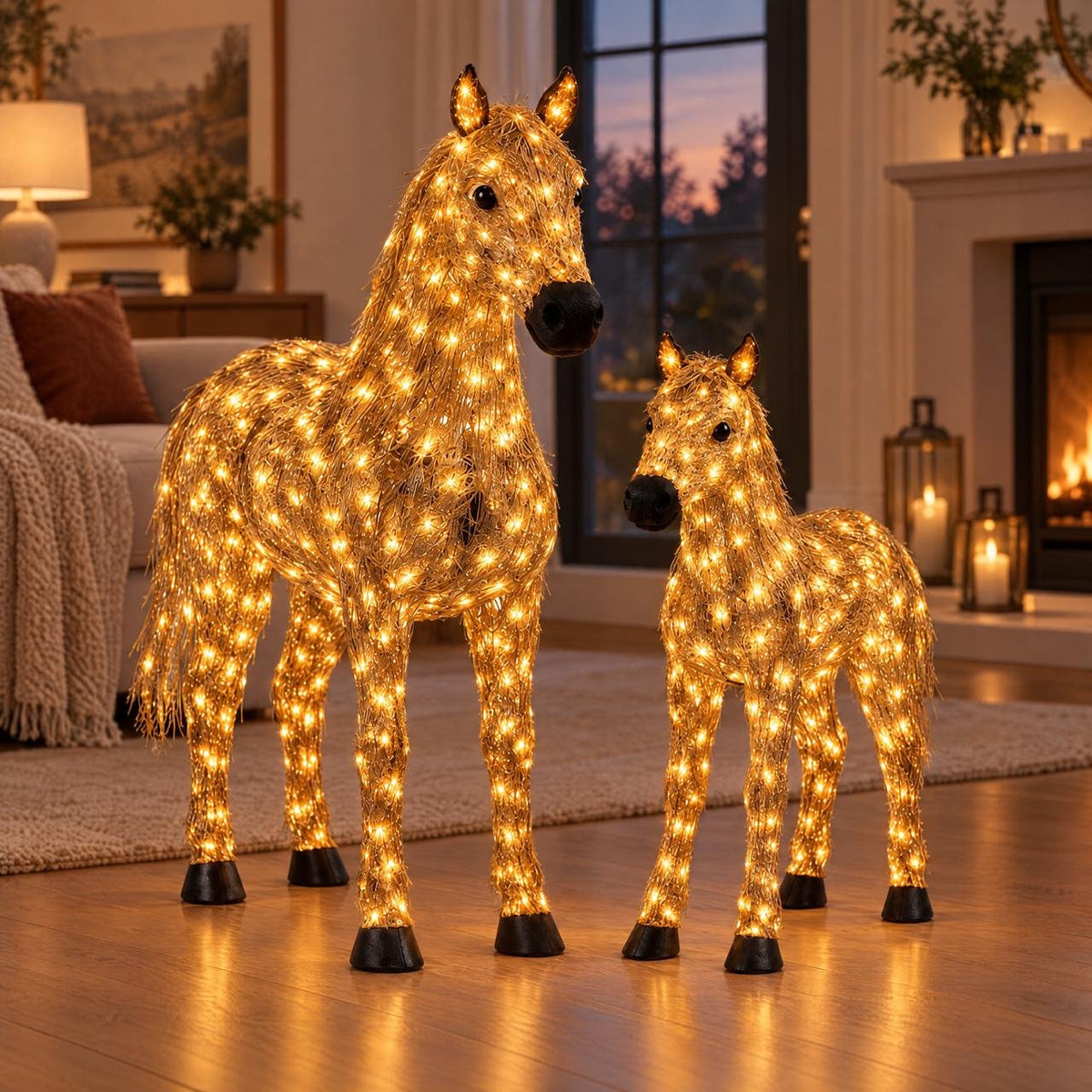 Double-Lighted Horse Christmas Set.