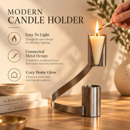 🕯️✨ Modern Curved Metal Candle Holder — Sculptural Design With A Warm Ambient Glow