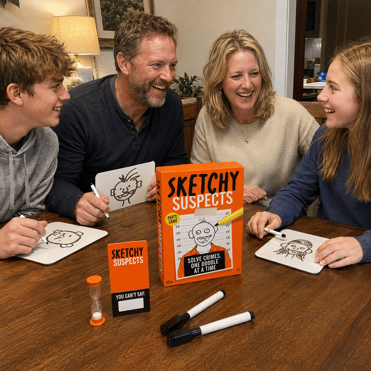 🚨 Sketchy SuspectsTM Police Sketch Party Game | Hilarious Drawing & Guessing Game for Ages 12+, 2+ Players, Family Nights & Parties ✏️😂
