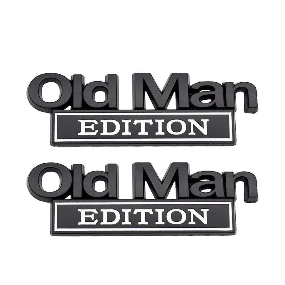 3D Old Man Metal Car Emblem 🚗🧓 – Black & White, Fits Rear, Side, Hood & Door
