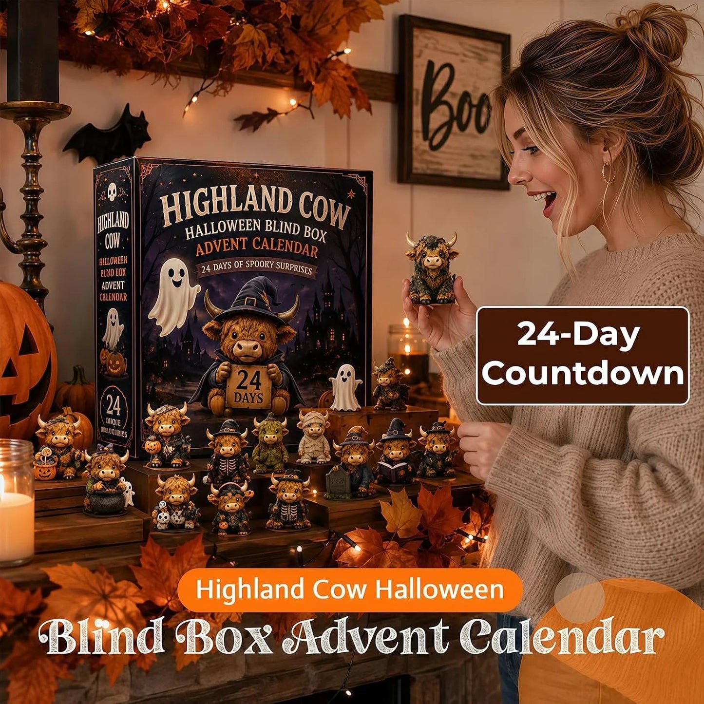 2026 Highland Cow Halloween Countdown Calendar — 24 Days of Spooky Surprises