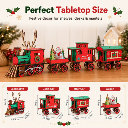 🔥LAST DAY 49% OFF - 🎄DIY Christmas Wooden Train Set 3D Assembly Puzzle Kit