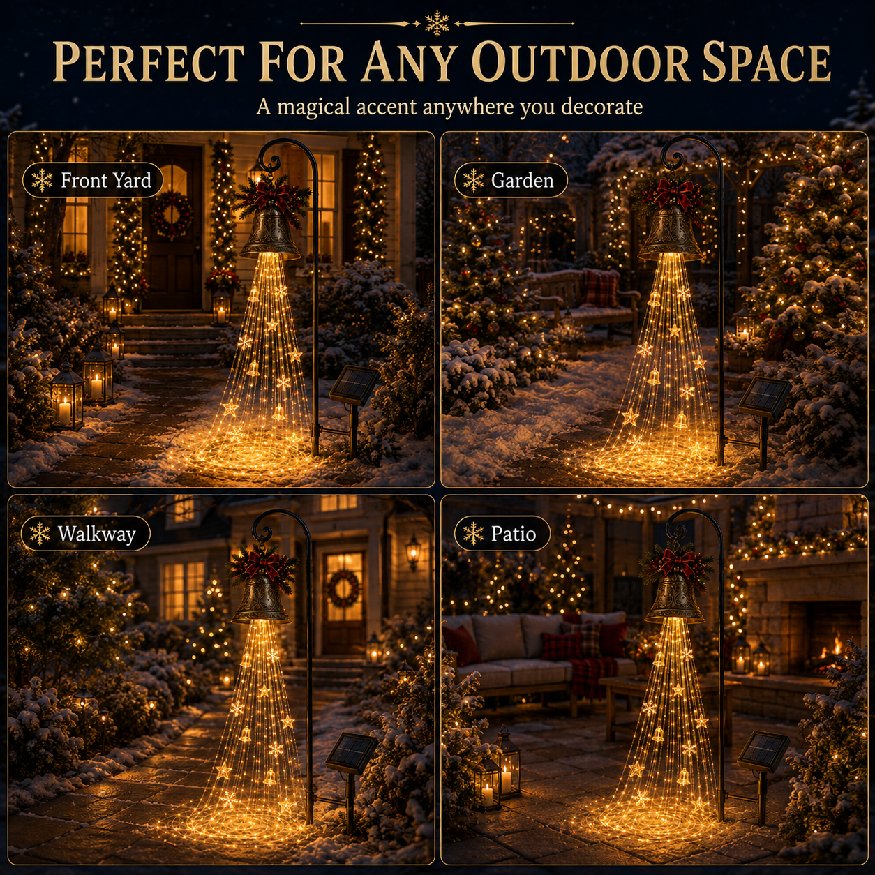 🔥Hot Sale 45% OFF🎄 Christmas Bell Cascade Solar Yard Light✨