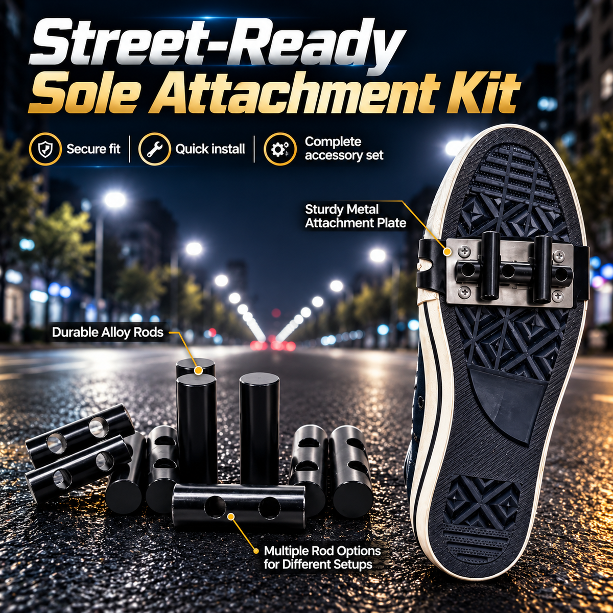 👟 Street-Ready Sole Attachment Kit – Removable Metal Shoe Hardware Set ⚡
