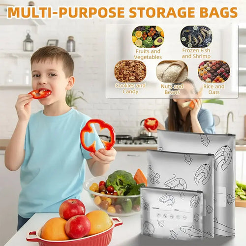🥬 Reusable thickened upright aluminum foil sealing storage bags with labels