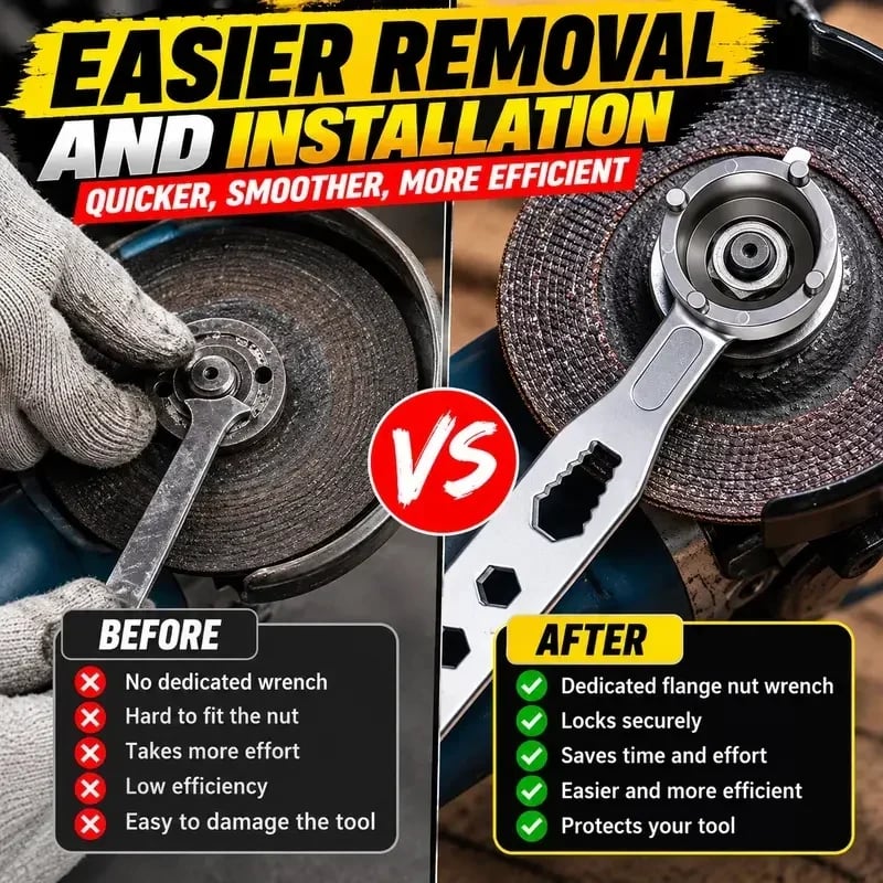 🔥 50% OFF🔥4-Prong Multifunctional Angle Grinder Wrench, Universal Adjustable Spanner for Grinders and Polishers (Single-Ended/Double-Ended)