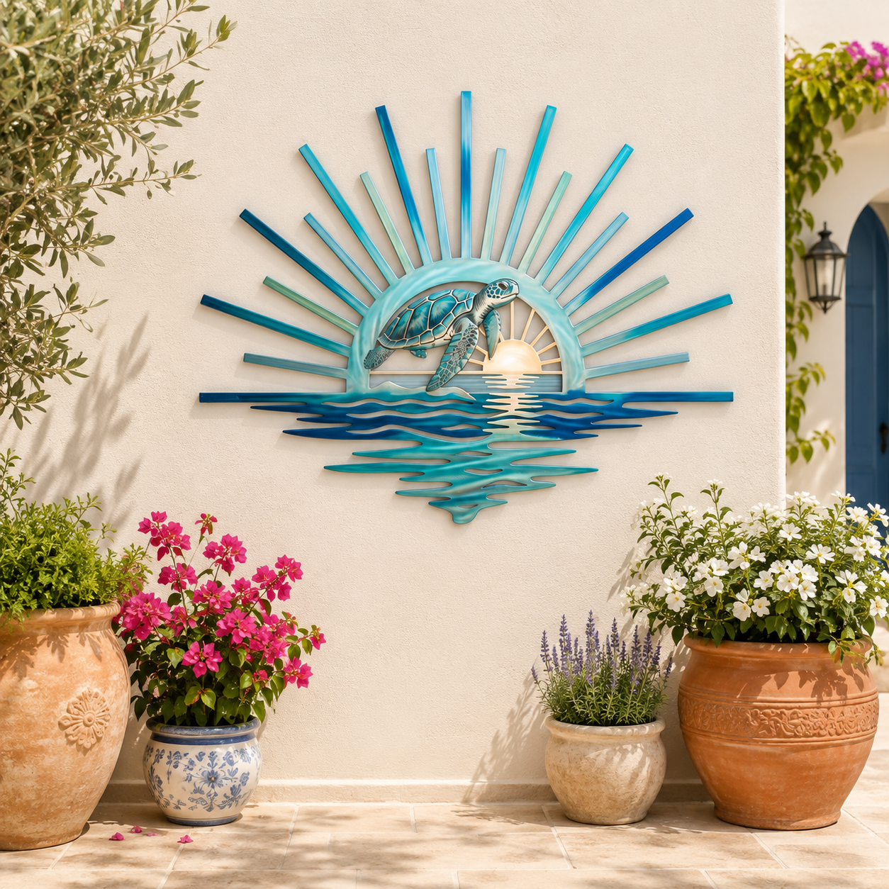🐢 Sea Turtle Sunset Wall Decor | Coastal Metal Art