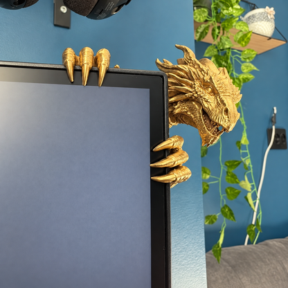 Dragon Monitor Buddy, Cute 3D Printed Dragon Monitor Sitter, Desk Decor for Gaming Setup