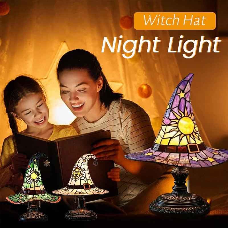 🧙‍♀️🪄Witch Hat Lamp That Casts Enchanting Glow, Stained Glass USB Light for Instant Halloween Vibe