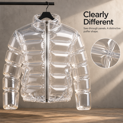 Men’s Fun Beer-Themed Inflatable Down Jacket – Costume for Parties and Carnivals, Transparent Version