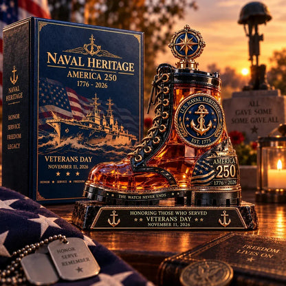 ⚓ Naval Heritage America 250 Combat Boot Decanter – 2026 Veterans Tribute Collector's Edition