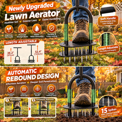 🌱 Manual Lawn Coring Aerator ✅ Carbon Steel Build & Spring Ejection | Healthier Grass Made Easy 🍃