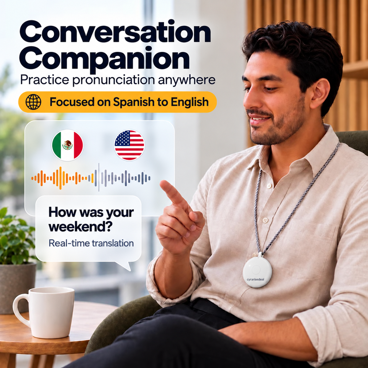 AI Pocket Language Tutor – 165-Language Smart Translator & Conversation Practice Device
