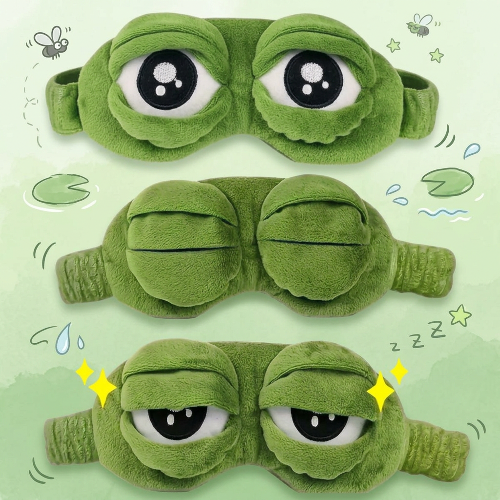 🐸3D Frog Eye Mask - Cotton-Plush Soft Cute 3D Shaping Cartoon Blindfold